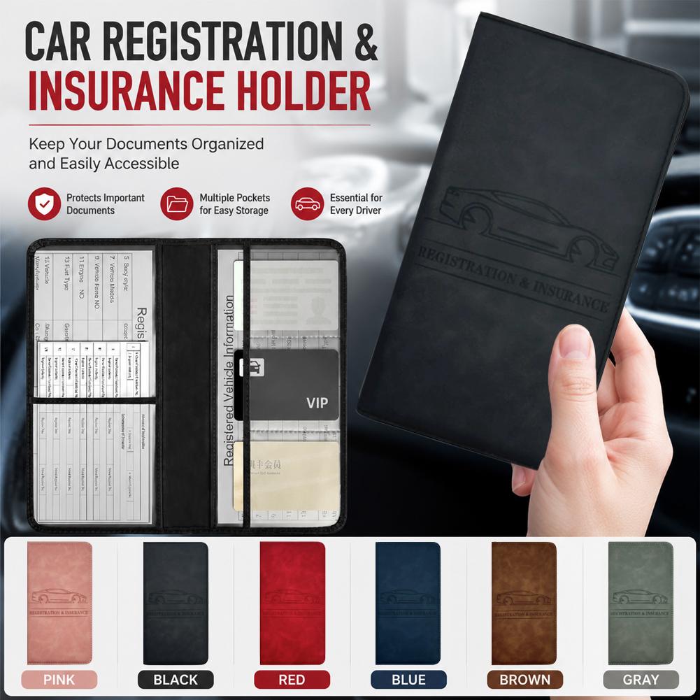 Leather Driving Glove - PU Leather Car Registration Insurance Holder