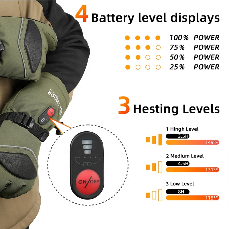 Green 7.4V 3000mAh Outdoor War - Ski Glove Waterproof recension och pris